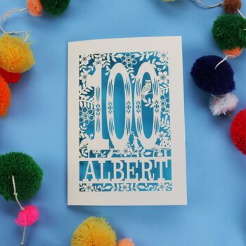 Personalised 100th Birthday Card Papercut Woodland Design, 8 of 8