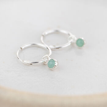 Sterling Silver And Birthstone Mini Hoop, 7 of 11