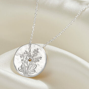 Birth Flower Spinner Necklace In Sterling Silver, 11 of 12