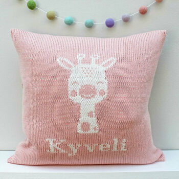 Personalised Knitted Giraffe Cushion, 5 of 12