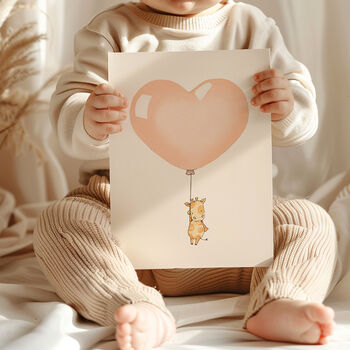 Personalised Girl's Heart Shaped Pink Balloon Picture, 5 of 10