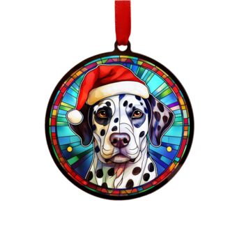 Dalmatian In Santa Hat Suncatcher Decoration, 6 of 6