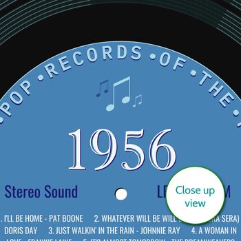 Personalised 70th Birthday Print Year 1956 Music Gift, 7 of 12