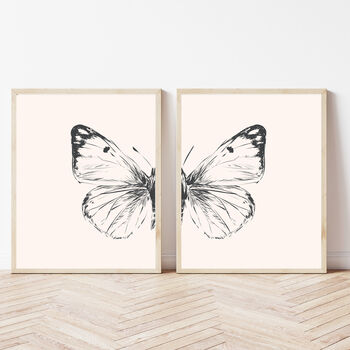 Butterfly Print Black And White Set Of Two, 2 of 3