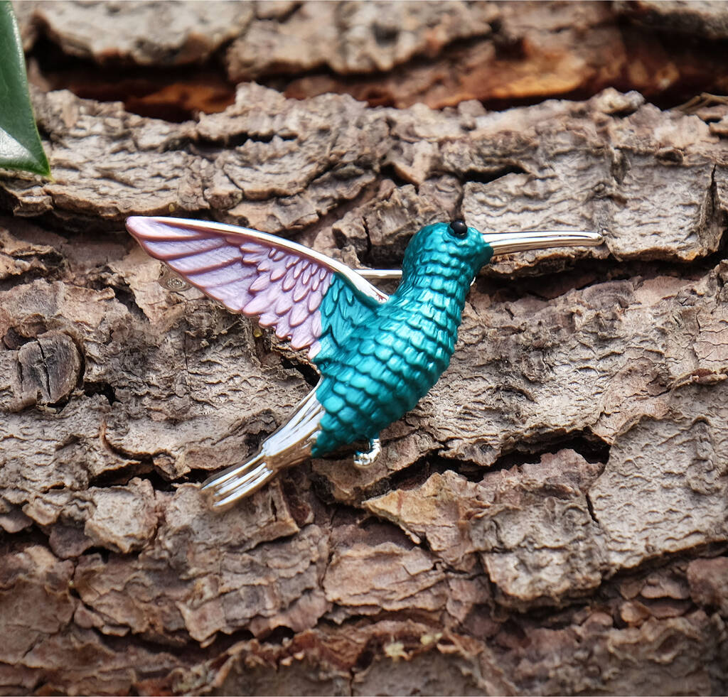 Hummingbird Enamelled Brooch, 1 of 3