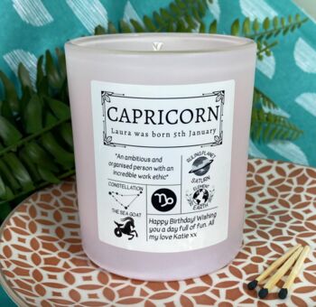 Personalised Capricorn Horoscope Star Sign Candle, 2 of 11