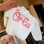Hand Embroidered Personalised Baby Name Cardigan, thumbnail 5 of 9