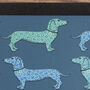 Dachshund Dog Placemat Mat, Blues And Greens, thumbnail 2 of 8