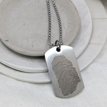 Fingerprint Dog Tag Stainless Steel Necklace, 2 of 7