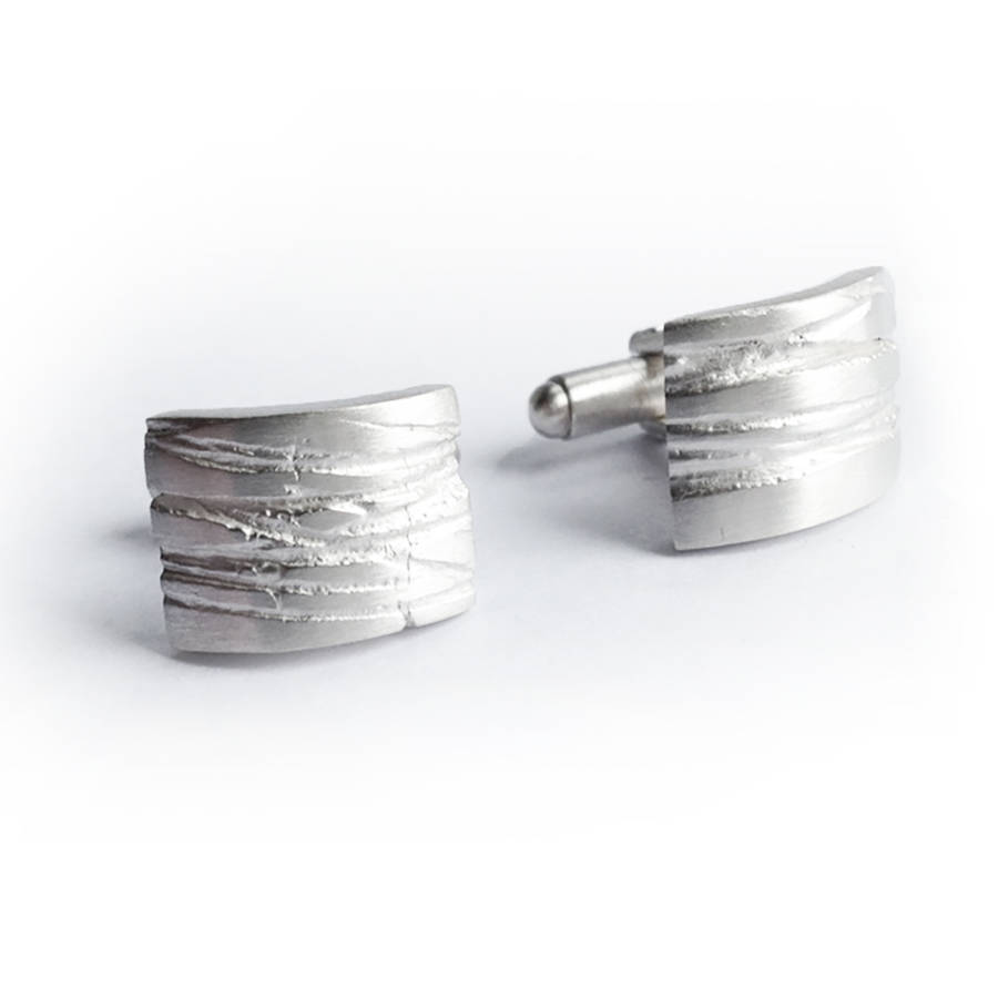 Image of Silver Texture Bound Cufflinks, Silver