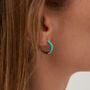 Light Blue Enamelled Jewelled Sterling Silver Hoops, thumbnail 2 of 7