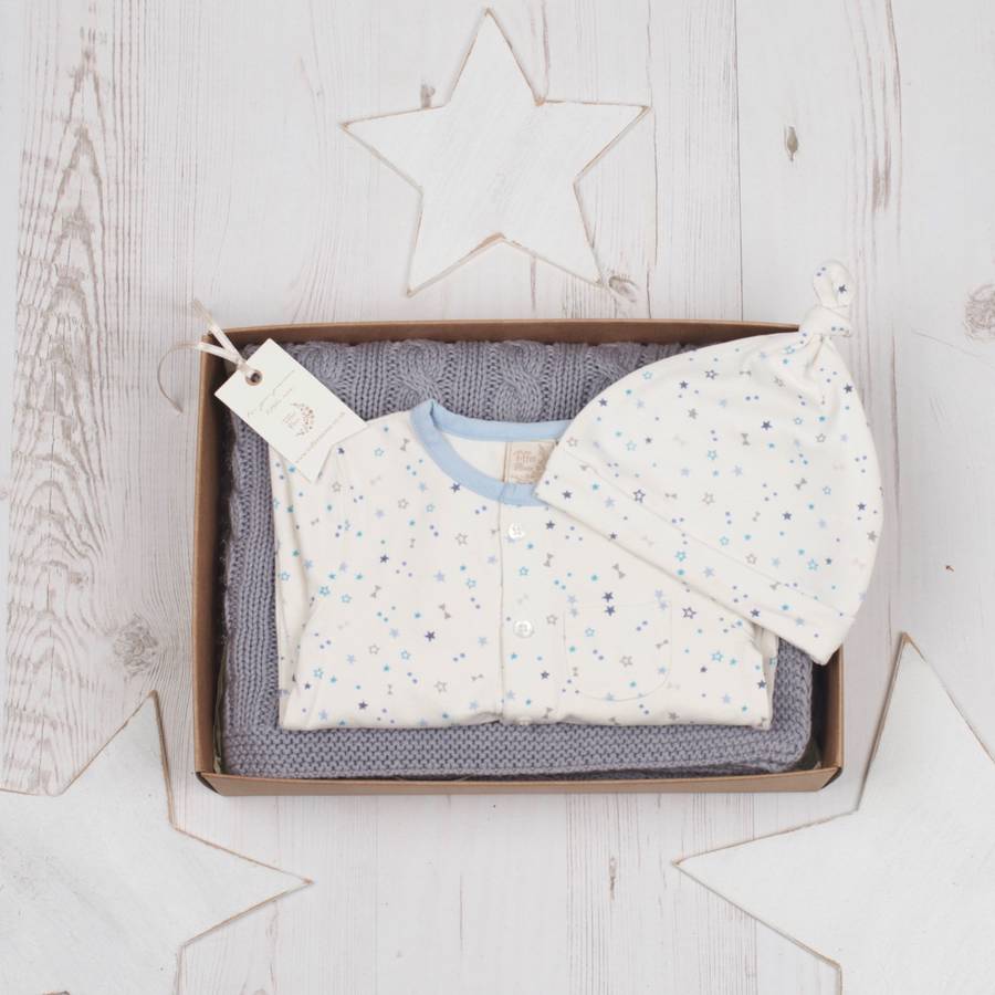 baby boys babygrow, hat and hound grey blanket set by toffee moon
