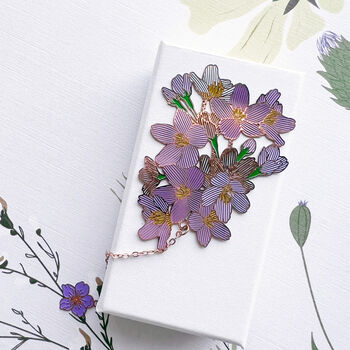 Larkspur July Birth Flower Enamelled Metal Bookmark, 5 of 11