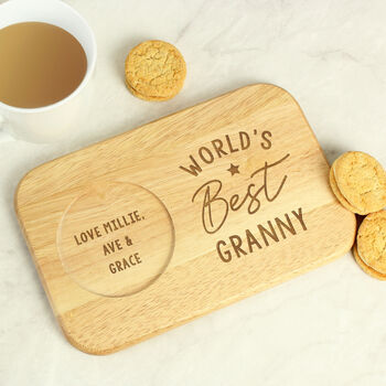 Personalised World's Best Wooden Coaster And Tray, 3 of 4