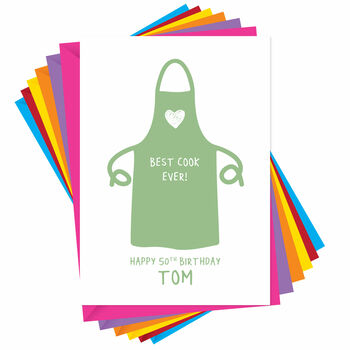 Personalised Apron Birthday Card Lots Of Colours, 4 of 6