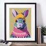 Cosy Winter Rabbit Portrait Illustration Art Print, thumbnail 3 of 3