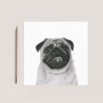 Hand Drawn Adorable Pug Greeting Card, 6 of 7
