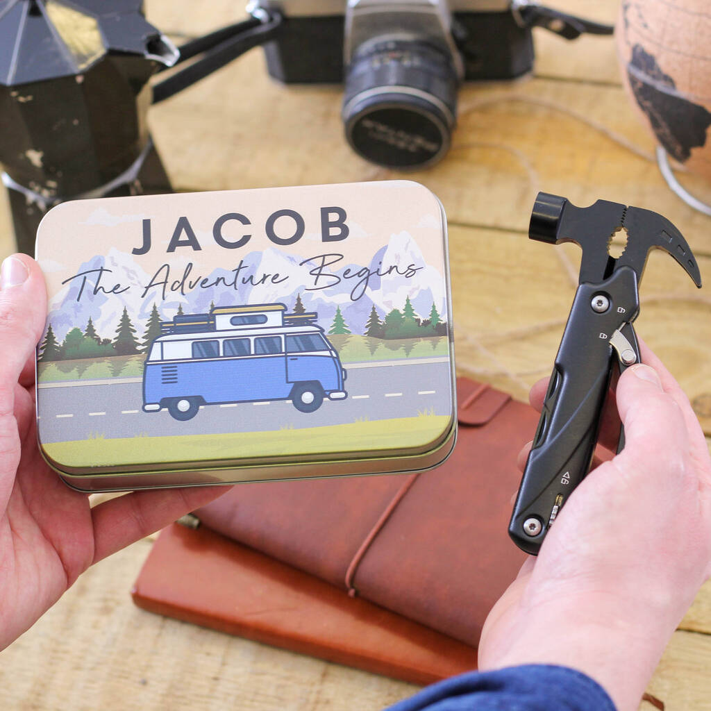 Personalised Campervan Hammer Multi Tool And Tin Box, 1 of 12