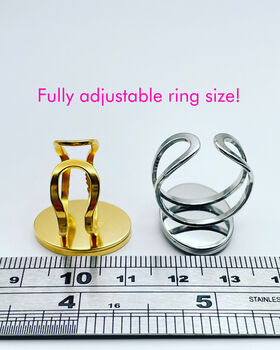 Statement Ring With Cute Robot Faces In Gold Or Silver, 10 of 10