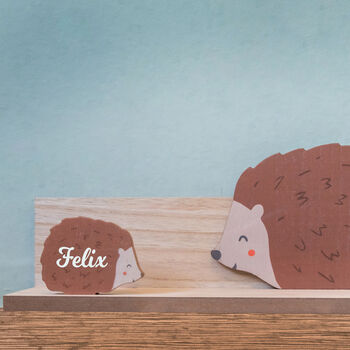 Personalised Woodland Friends Hedgehog Shelf, 2 of 4