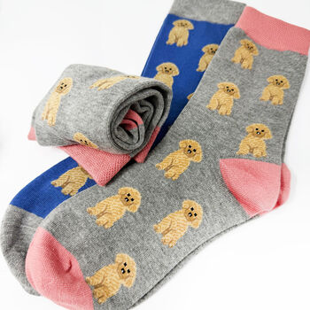 Personalised Christmas Cavapoo Bamboo Socks With Gold Foil Label, 6 of 9