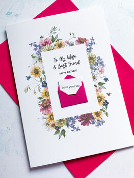 Personalised Floral Wife/Husband Birthday Card, 5 of 9