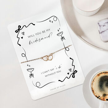 Bridesmaid Proposal Gift Will You Be My Bridesmaid Pearls And Prosecco Card Bracelet Gift, 4 of 9