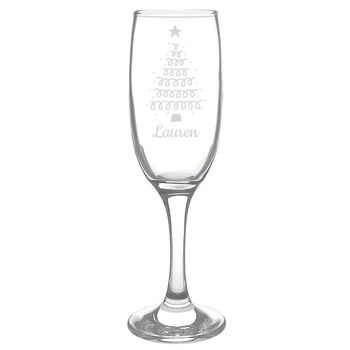 Personalised Christmas Tree Glass Flute Gift Boxed – Stocking Filler And Secret Santa Gift, 3 of 3