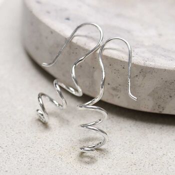 Sterling Silver Bold Coil Drop Earrings, 6 of 11