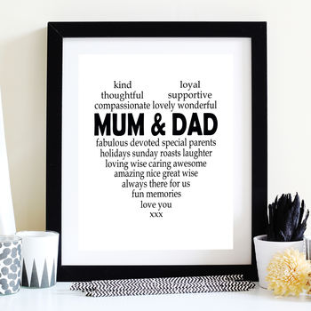Mum And Dad Personalised Heart Print, 2 of 6