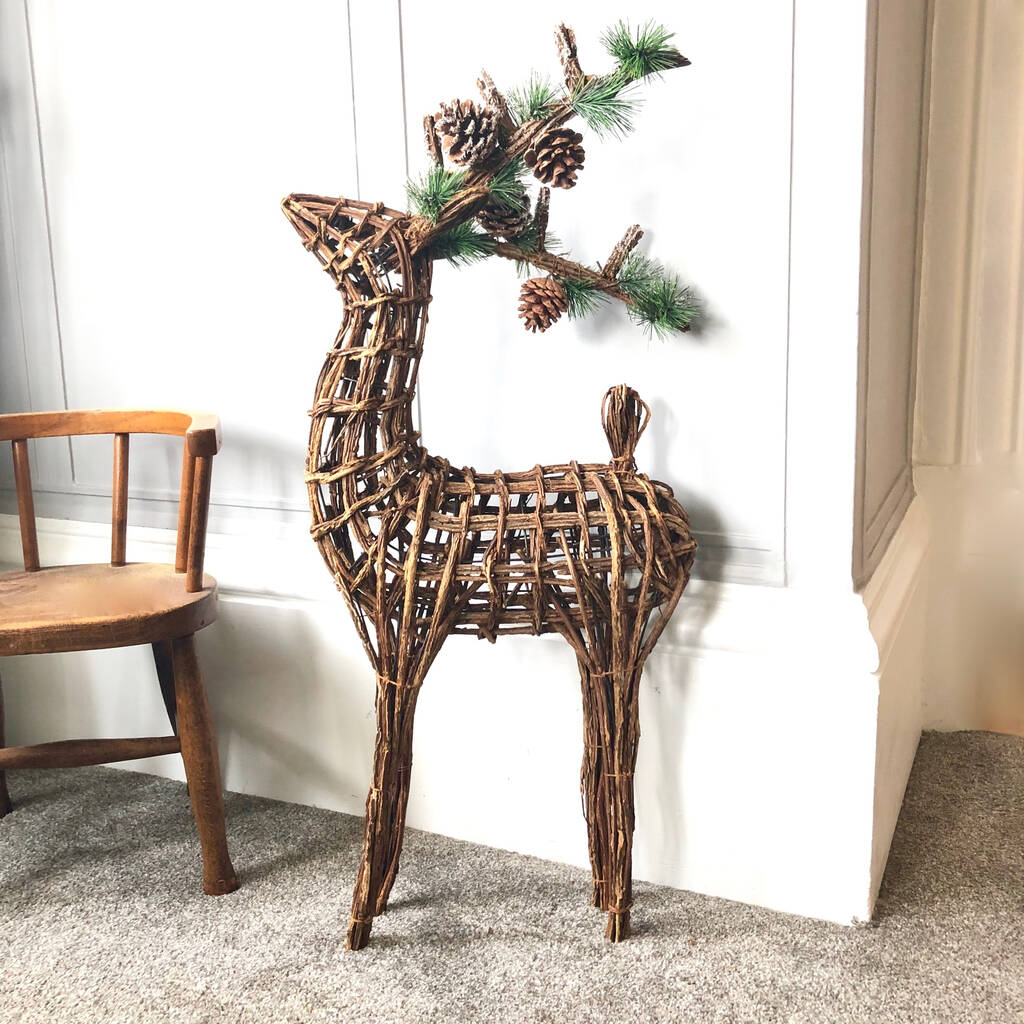Large Wicker Reindeer By Pink Pineapple Home & Gifts