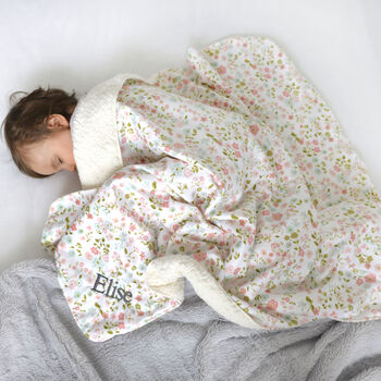 Personalised Floral Sherpa Baby Blanket, 2 of 4