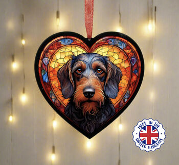 Dachshund Stained Glass Effect Heart Suncatcher, 9 of 9