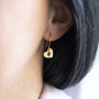 Gold Plated Heart Birthstone Charm Earrings, thumbnail 2 of 8