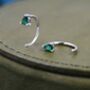 Emerald Green Cz Droplet Huggie Hoop Earrings Two, thumbnail 6 of 11