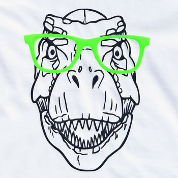 Kids Personalised Dinosaur With Glasses T Shirt, 3 of 4