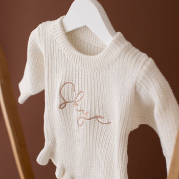 Personalised Knitted Baby Girls Romper, 3 of 3