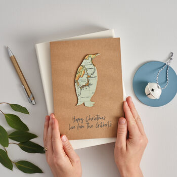 Personalised Map Penguin Christmas Card, 2 of 5