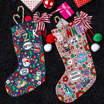 Personalised Hand Painted Christmas Stocking, 3 of 12