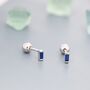 Sterling Silver Extra Tiny Sapphire Blue Baguette Cz Screw Back Earrings, thumbnail 6 of 12