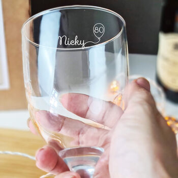 Engraved Wine Glass Personalised 80th Birthday Gift, 4 of 8