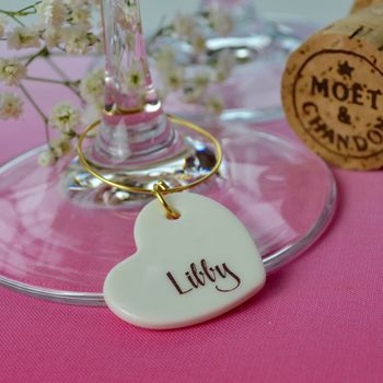 10 Wedding Favour Glass Charms Personalised, 5 of 6