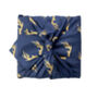 Midnight With Gold Reindeers Fabric Gift Wrap Furoshiki, thumbnail 2 of 7