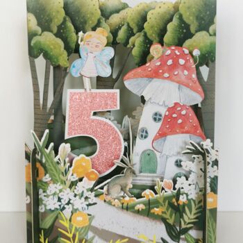 5th Birthday 3D Card With Fairies And Toadstools, 2 of 3