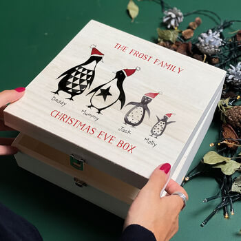 Personalised Mono Penguins Christmas Eve Box, 2 of 3