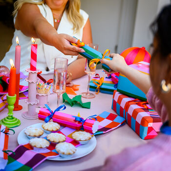 Colourful Green And Blue Stripe Christmas Crackers, 9 of 9