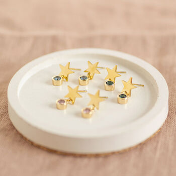 Gold Plated Star Birthstone Earrings, 6 of 12
