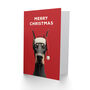 Doberman Dog Cute Pet Wearing Santa Hat Christmas Card, thumbnail 2 of 4