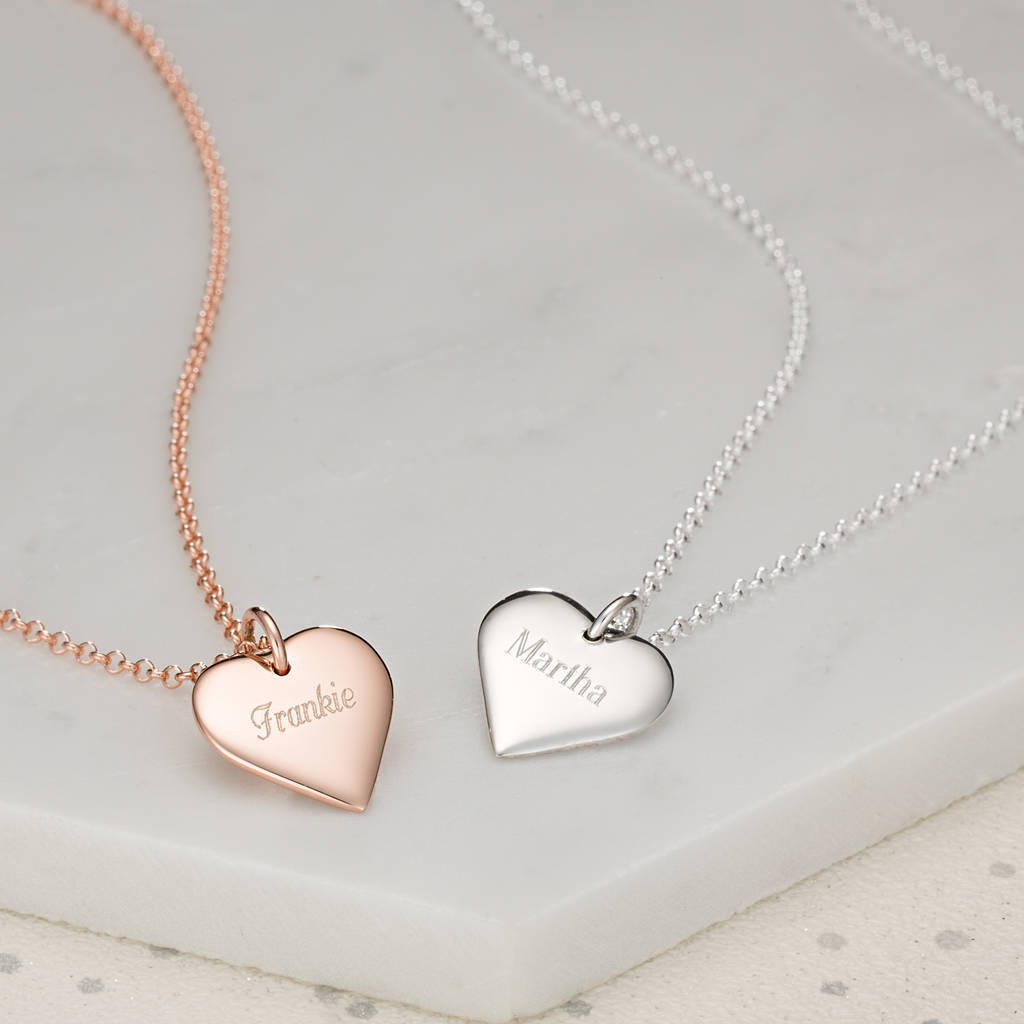 Personalised Rose Gold Or Silver Medium Heart Necklace By Lily Charmed ...