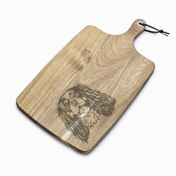 Personalised King Charles Cavalier Engraved Acacia Serving Board, 4 of 4